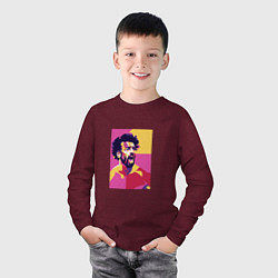 Лонгслив хлопковый детский Mo Salah Liverpool, цвет: меланж-бордовый — фото 2