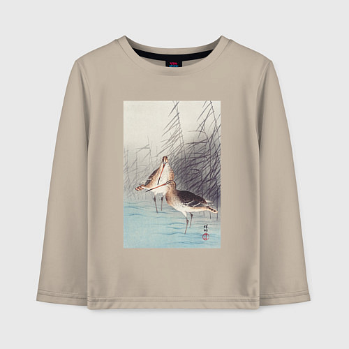 Детский лонгслив Two Bar-tailed Godwits / Миндальный – фото 1