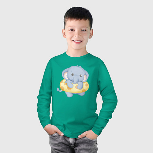 Детский лонгслив Милый Слонёнок С Плавательным Кругом / Зеленый – фото 3