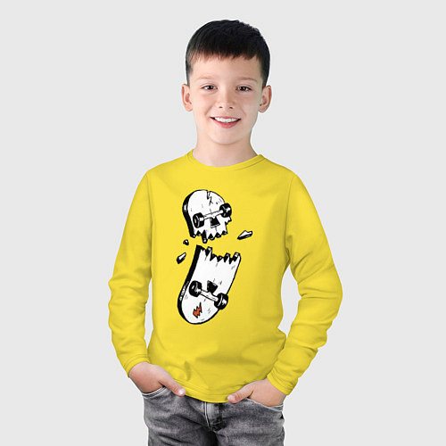 Детский лонгслив Skateboard Skull Иллюзия Hype / Желтый – фото 3