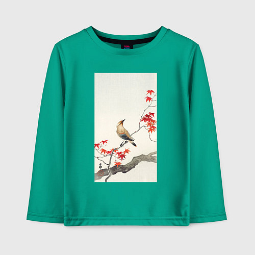 Детский лонгслив Japanese Plague Bird on Maple / Зеленый – фото 1