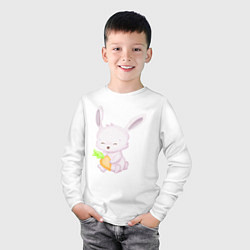 Лонгслив хлопковый детский Милый Крольчонок С Морковкой, цвет: белый — фото 2