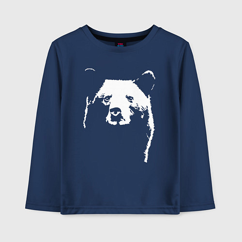 Детский лонгслив Медвежий лик / Тёмно-синий – фото 1