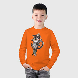 Лонгслив хлопковый детский Крутой котёнок на BMX Extreme, цвет: оранжевый — фото 2