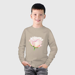 Лонгслив хлопковый детский Акварельная роза, цвет: миндальный — фото 2