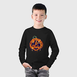 Лонгслив хлопковый детский Хэллоуин - Тыква, цвет: черный — фото 2