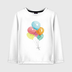 Лонгслив хлопковый детский Акварельные воздушные шары, цвет: белый
