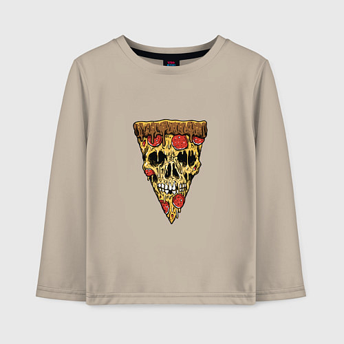 Детский лонгслив Pizza - Skull / Миндальный – фото 1