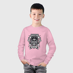 Лонгслив хлопковый детский American Skull, цвет: светло-розовый — фото 2