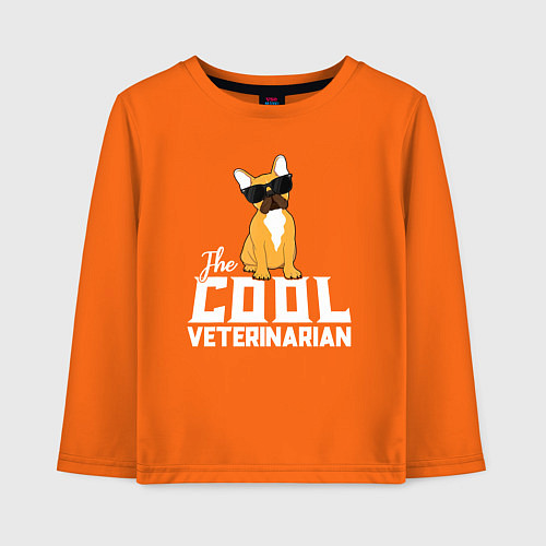 Детский лонгслив Крутой ветеринар французский бульдог / Оранжевый – фото 1