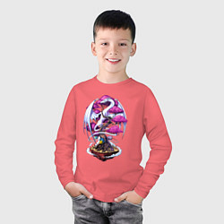 Лонгслив хлопковый детский Дракон на дереве - космическая метаморфоза, цвет: коралловый — фото 2