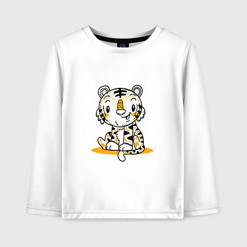 Детский лонгслив ТИГРЕНОК НА ПОЗИТИВЕ / Белый – фото 1