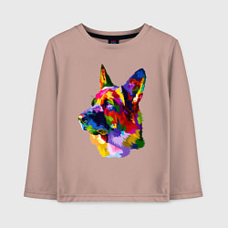 Детский лонгслив Немецкие овчарки красочная голова
