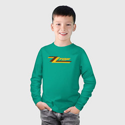Лонгслив хлопковый детский ZZ top logo, цвет: зеленый — фото 2