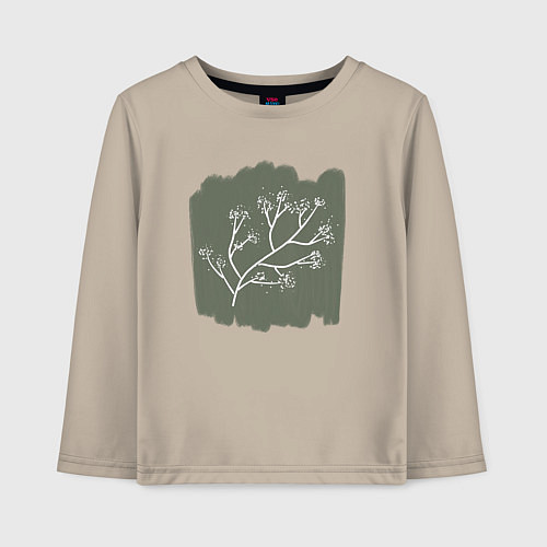 Детский лонгслив Ветка с листьями / Миндальный – фото 1