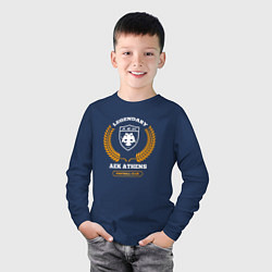 Лонгслив хлопковый детский Лого AEK Athens и надпись Legendary Football Club, цвет: тёмно-синий — фото 2