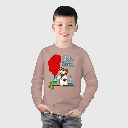 Детский лонгслив Сова химик / Пыльно-розовый – фото 3