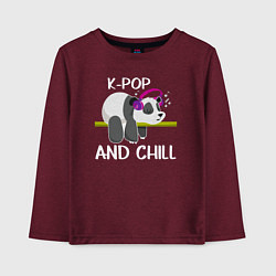 Лонгслив хлопковый детский Панда на кей попе и расслабоне, цвет: меланж-бордовый