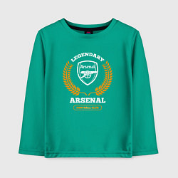 Лонгслив хлопковый детский Лого Arsenal и надпись Legendary Football Club, цвет: зеленый
