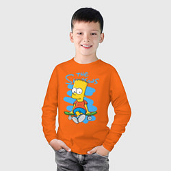 Лонгслив хлопковый детский БАРТ НА СКЕЙТЕ, цвет: оранжевый — фото 2