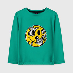 Лонгслив хлопковый детский Smile Skull, цвет: зеленый