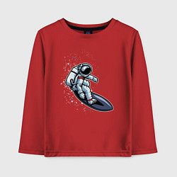 Лонгслив хлопковый детский Космонавт на серфинге, цвет: красный