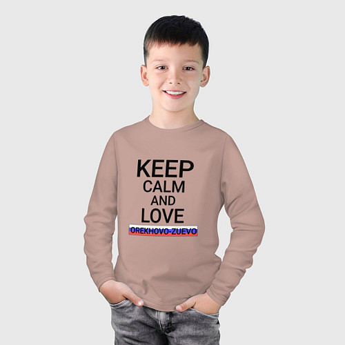 Детский лонгслив Keep calm Orekhovo-Zuevo Орехово-Зуево / Пыльно-розовый – фото 3