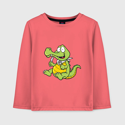 Детский лонгслив Hungry Crocodile / Коралловый – фото 1