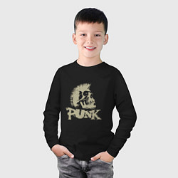 Лонгслив хлопковый детский Punk Skull, цвет: черный — фото 2