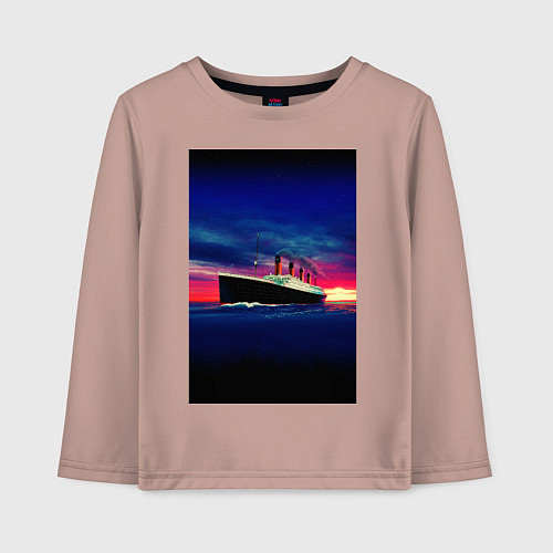 Детский лонгслив Лайнер Титаник / Пыльно-розовый – фото 1