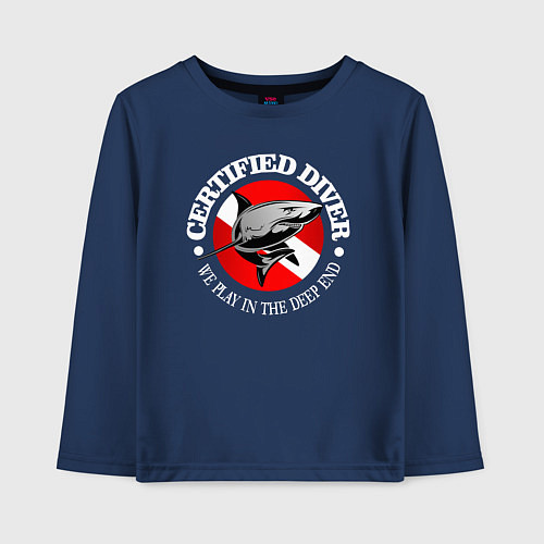 Детский лонгслив Сертифицированный дайвер / Тёмно-синий – фото 1