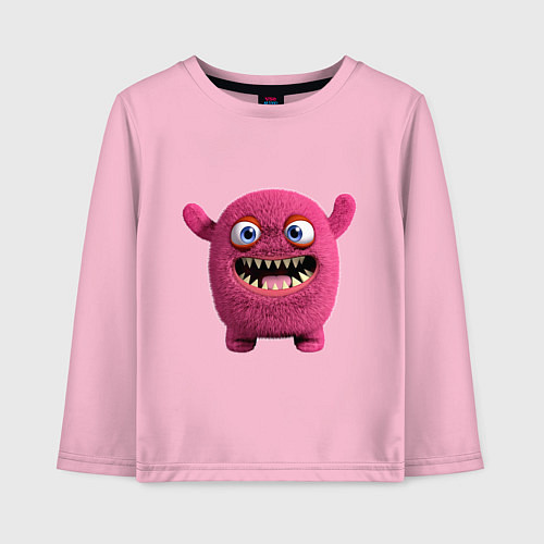 Детский лонгслив FLUFFY COLORED MONSTER / Светло-розовый – фото 1