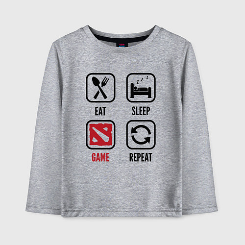 Детский лонгслив Eat Sleep Dota Repeat / Меланж – фото 1