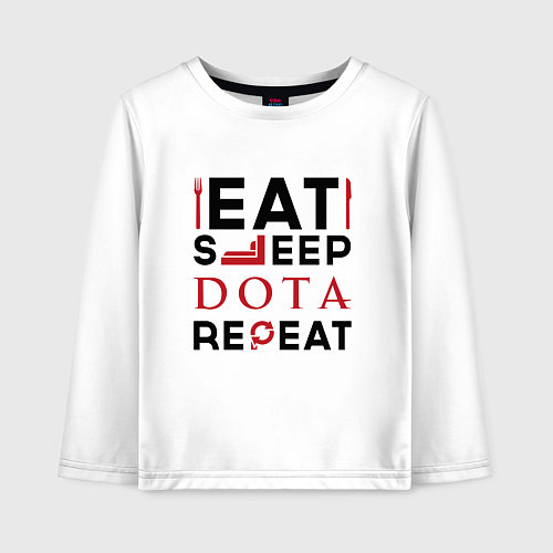 Детский лонгслив Надпись: Eat Sleep Dota Repeat / Белый – фото 1