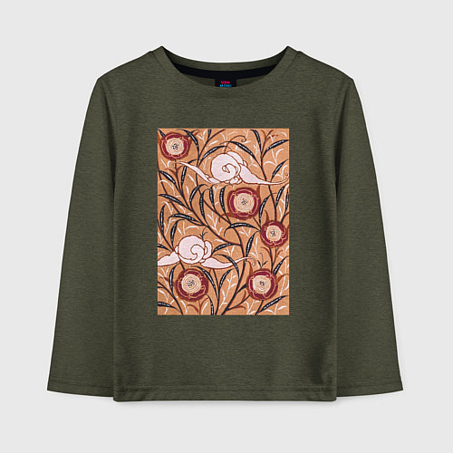 Детский лонгслив Samarkande Art Nouveau Flower Pattern Цветочный ор / Меланж-хаки – фото 1