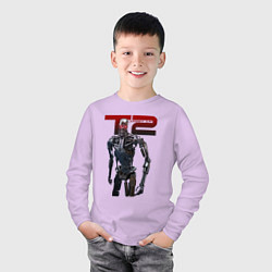 Лонгслив хлопковый детский Terminator 2 - T800, цвет: лаванда — фото 2