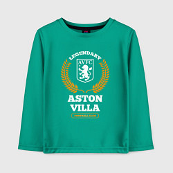 Лонгслив хлопковый детский Лого Aston Villa и надпись Legendary Football Club, цвет: зеленый