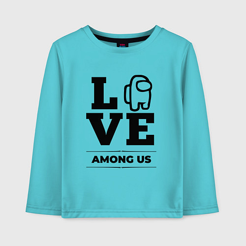 Детский лонгслив Among Us Love Classic / Бирюзовый – фото 1