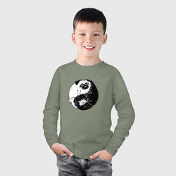 Лонгслив хлопковый детский Собачий Инь Янь, цвет: авокадо — фото 2