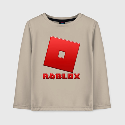 Детский лонгслив ROBLOX логотип красный градиент / Миндальный – фото 1