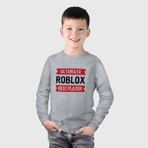 Детский лонгслив Roblox: таблички Ultimate и Best Player / Меланж – фото 3