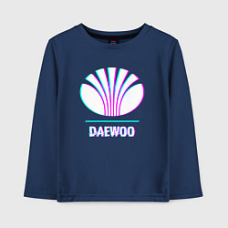Лонгслив хлопковый детский Значок Daewoo в стиле Glitch, цвет: тёмно-синий