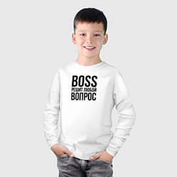 Лонгслив хлопковый детский Boss решит любой вопрос, цвет: белый — фото 2