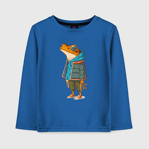 Детский лонгслив Оранжевая лягуха / Синий – фото 1