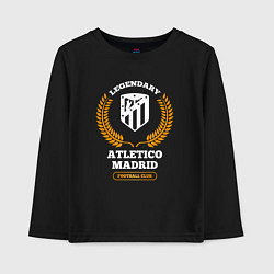 Лонгслив хлопковый детский Лого Atletico Madrid и надпись Legendary Football, цвет: черный