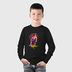 Лонгслив хлопковый детский Tupac Color, цвет: черный — фото 2