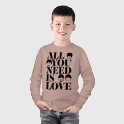 Лонгслив хлопковый детский ALL YOU NEED IS LOVE THE BEATLES, цвет: пыльно-розовый — фото 2