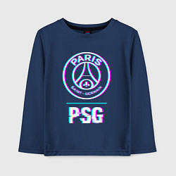 Лонгслив хлопковый детский PSG FC в стиле Glitch, цвет: тёмно-синий