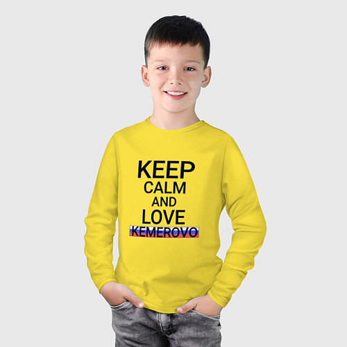 Детский лонгслив Keep calm Kemerovo Кемерово / Желтый – фото 3