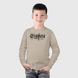 Лонгслив хлопковый детский Stigmata логотип, цвет: миндальный — фото 2